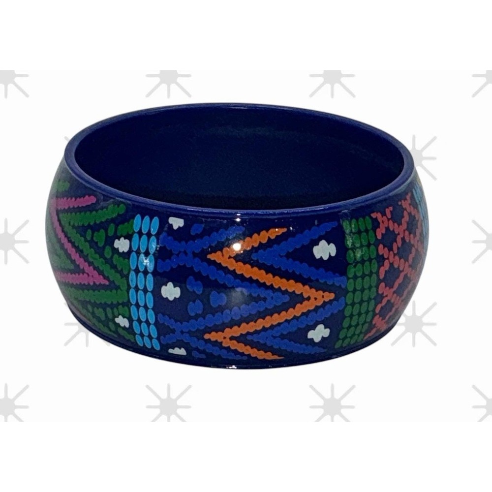 Colorful Painted Bangle Bracelet • 3"‎ Diameter Boho Geometric Jewelry